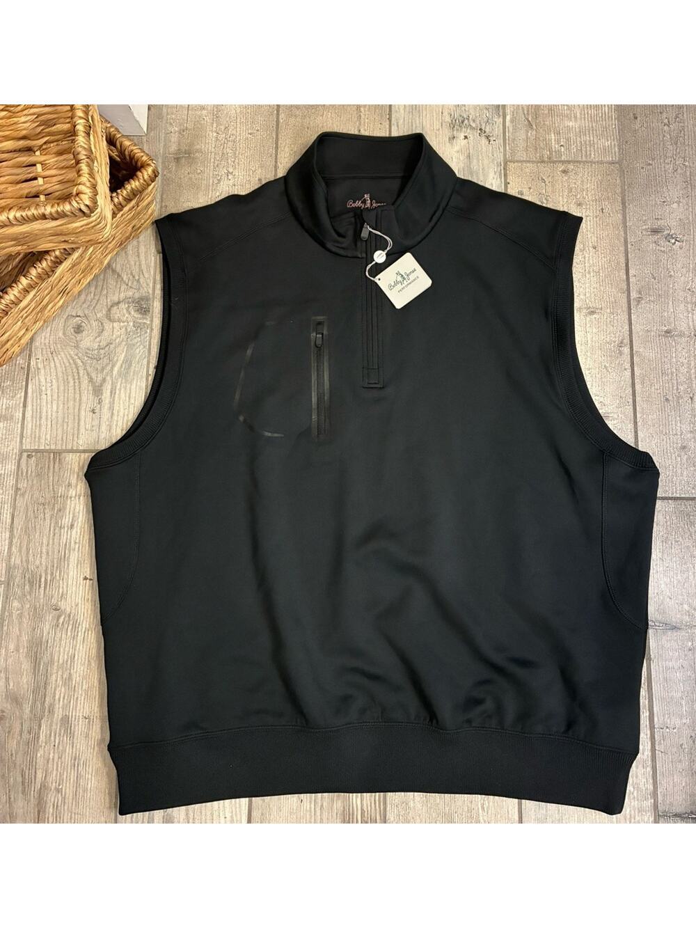 Bobby Jones XH2O Crawford Golf Vest Mens XXL NWT Black Performance 2XL 1/4 Zip